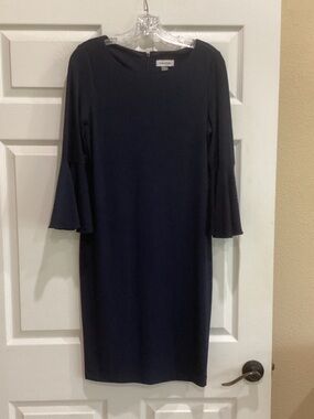 Calvin Klein Dark Navy Bell-Sleeve Midi Dress